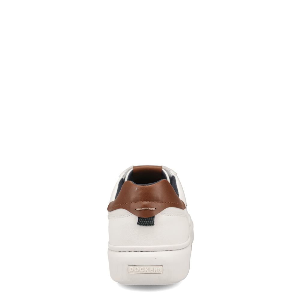 White-Dockers Mens Voyage Laser Perforated Tumbled Sneaker