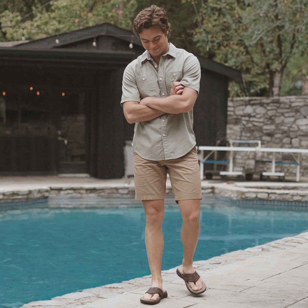 Dark Brown/Black-Dockers Mens Banks Casual Flip Flop Sandal Shoe