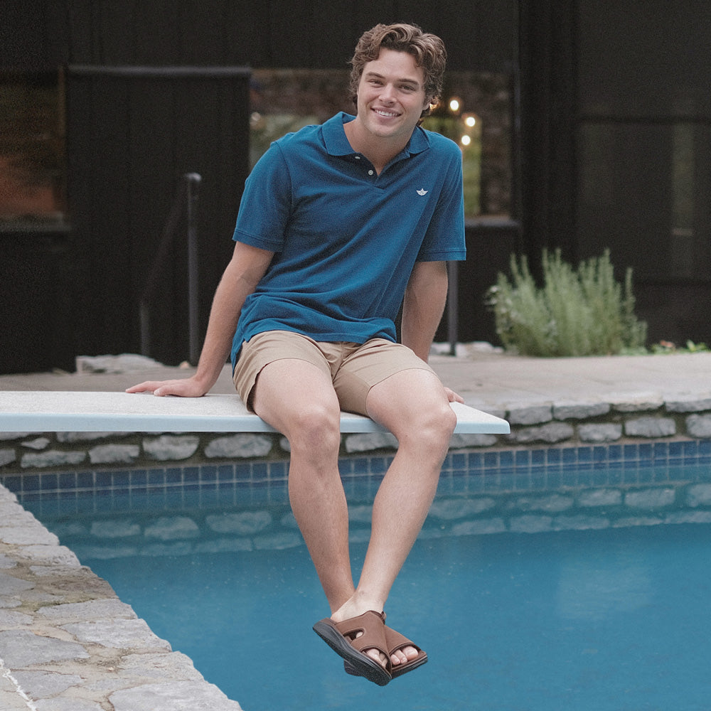 Dark Tan-Dockers Mens Barlin Casual Slide Sandal Shoe