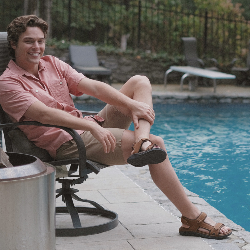 Dark Tan-Dockers Mens Bradburn Outdoor Sport Sandal Shoe