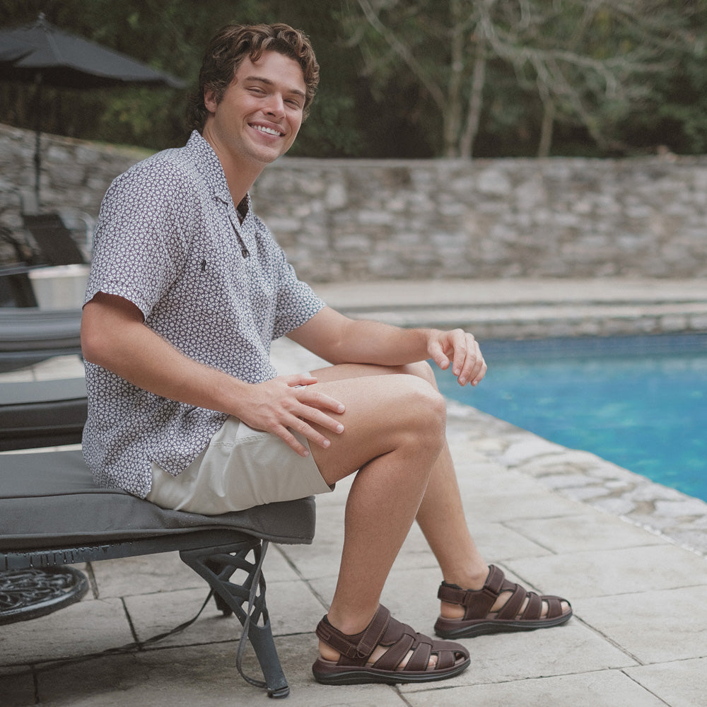 Dark Tan-Dockers Mens Byrd Outdoor Sport Fisherman Sandal Shoe