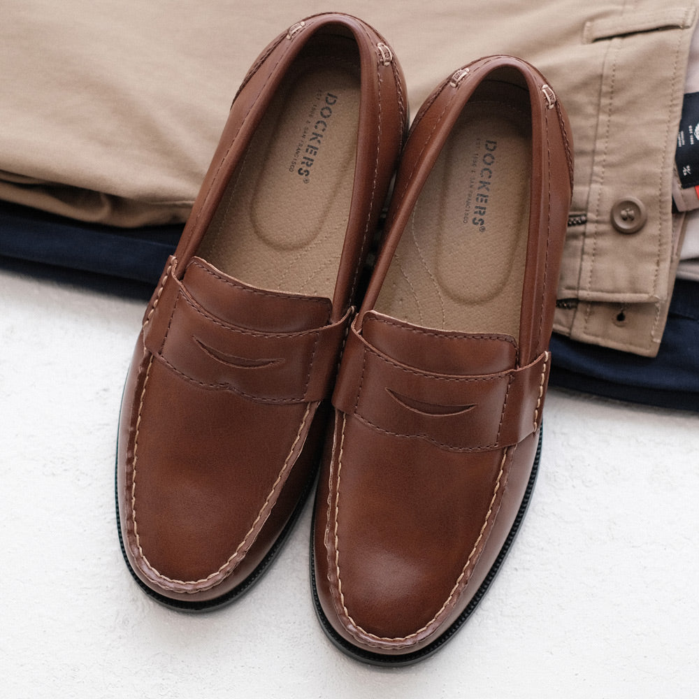 Tan-Dockers Mens Colleague Dress Penny Loafer Shoe