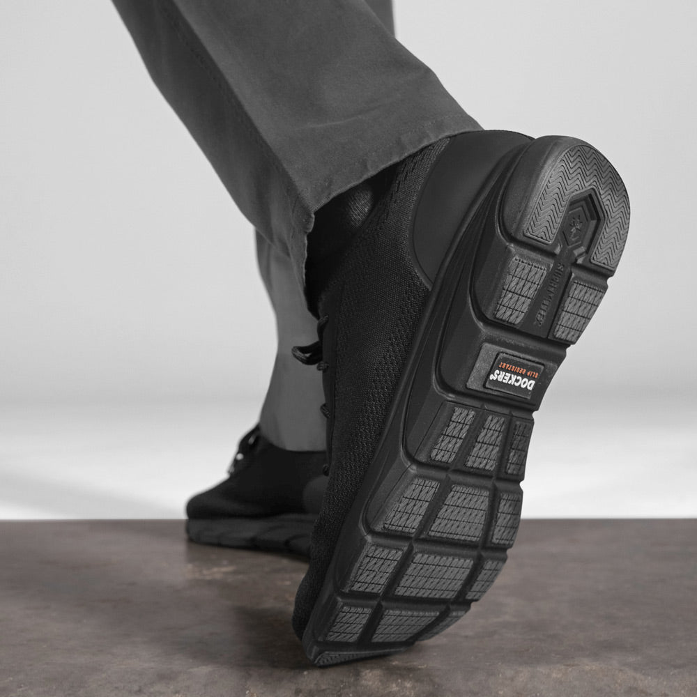 Black-Dockers Mens Thompson Lightweight Slip Resistant Work Casual Lace Up Sneaker Shoe