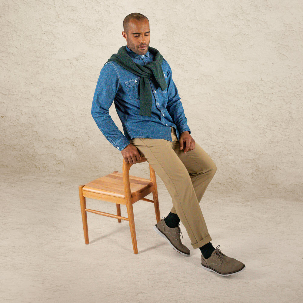 Taupe-Dockers Mens Elmington Synthetic Leather Dress Casual Lace Up Oxford Shoe