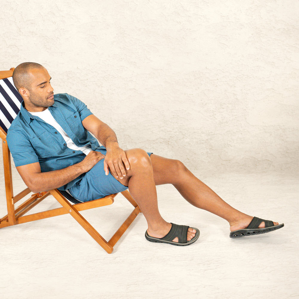 Black-Dockers Mens Luis Synthetic Leather Casual Slip On Sandal Shoe