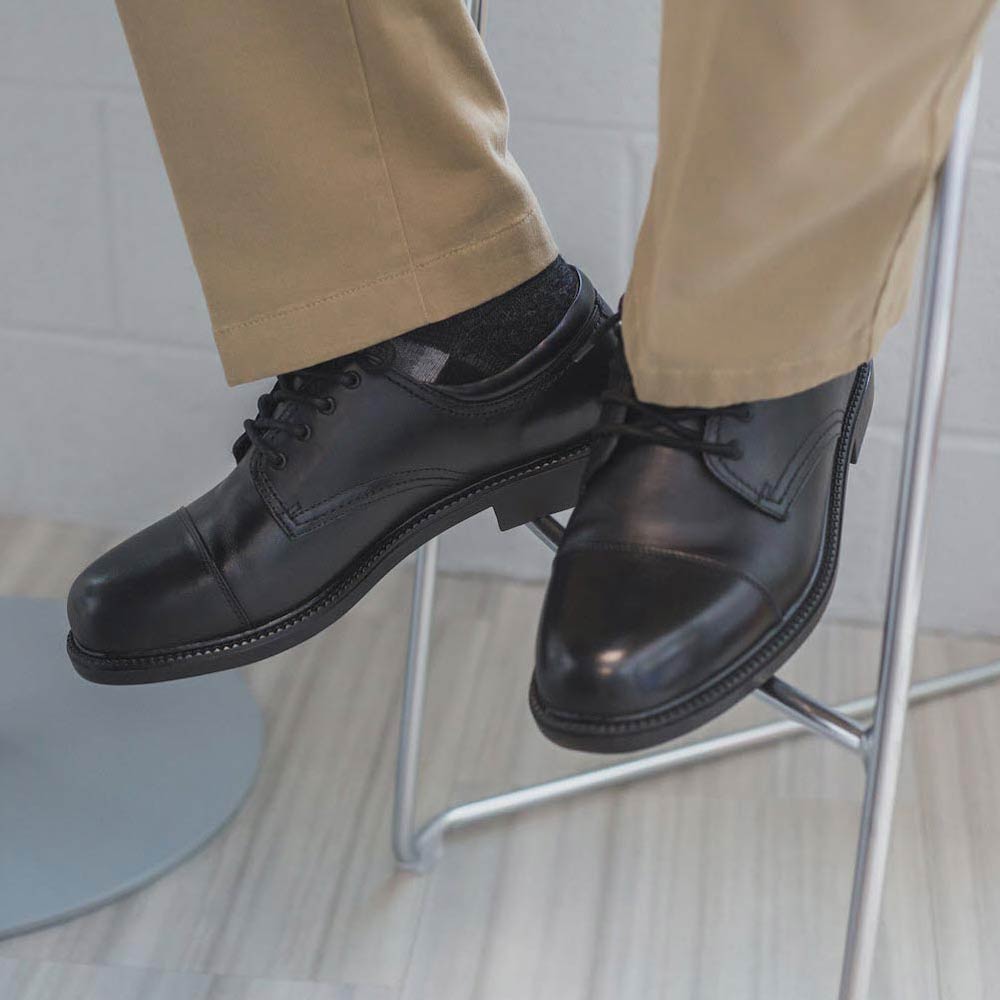 Black-Dockers Mens Gordon Genuine Leather Dress Casual Cap Toe Lace-up Oxford Shoe