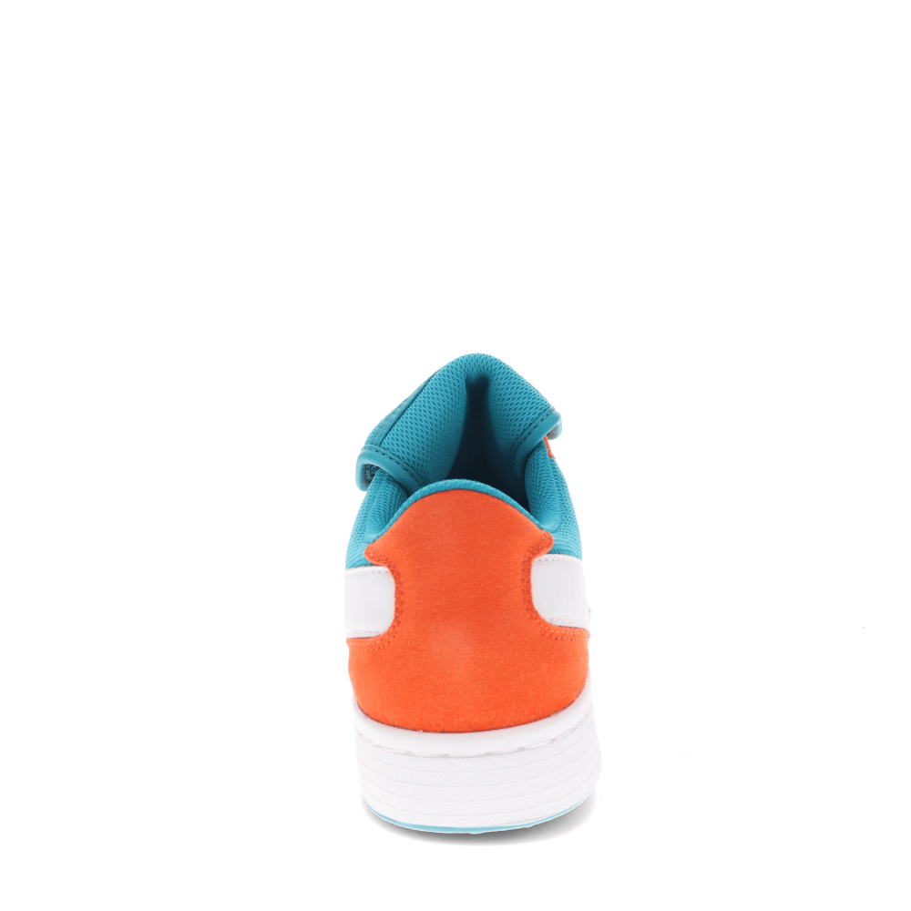 Aqua/Orange-PONY Mens Linebacker Archive Genuine Leather and Mesh Premium Lace Up Athletic Sneaker Shoe