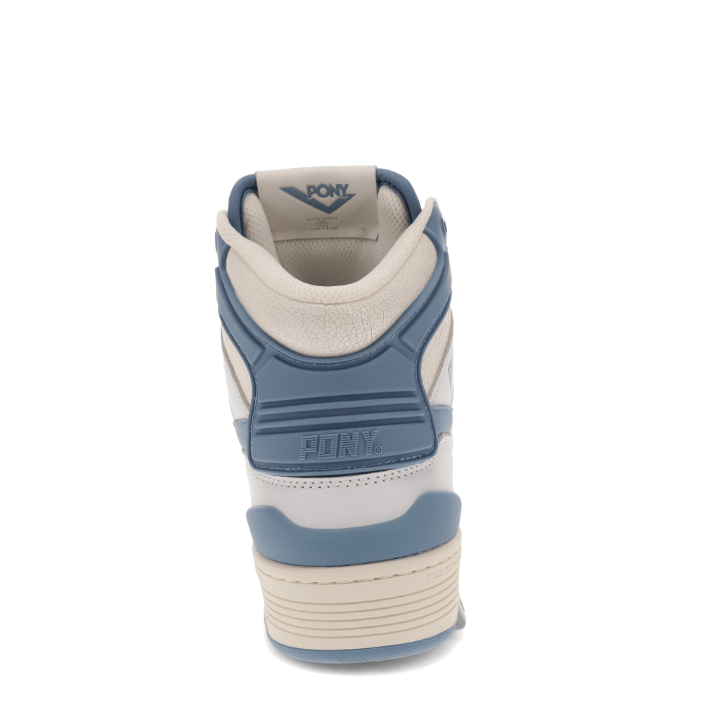 White/Blue Shadow/Snow White-PONY Mens M100 High Genuine Leather Premium Lace Up Athletic Sneaker Shoe