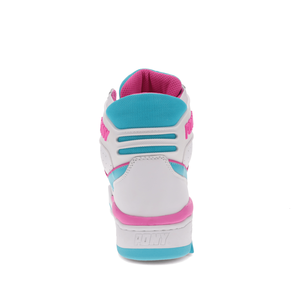 White/Scuba Blue/Pink-PONY Mens M110 Archive Genuine Leather Premium Lace Up Athletic Sneaker Shoe