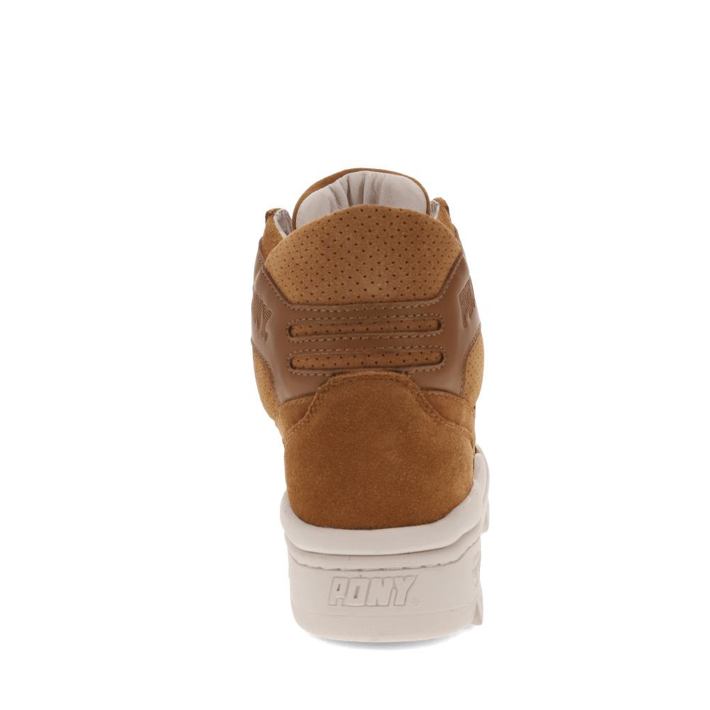 Tan/Off White-PONY Mens M110 Lux Genuine Leather and Suede Premium Lace Up Athletic Sneaker Shoe