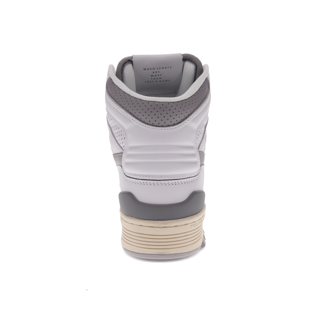 White/Silver Sconce-PONY Mens M100 Genuine Leather Premium Hightop Lace Up Athletic Sneaker Shoe