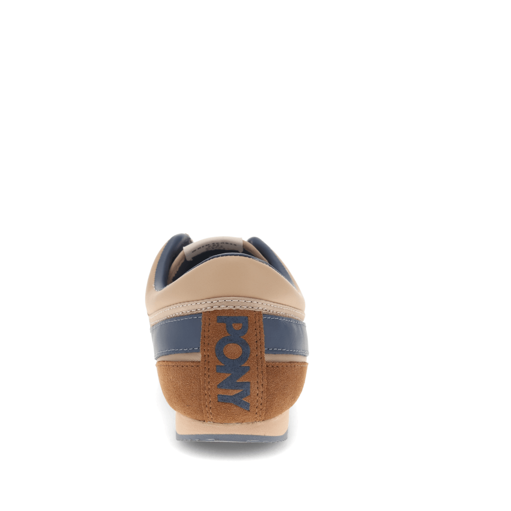 Tan/Brown/Blue-PONY Mens Racer Genuine Suede and Nylon Premium Lace Up Athletic Sneaker Shoe