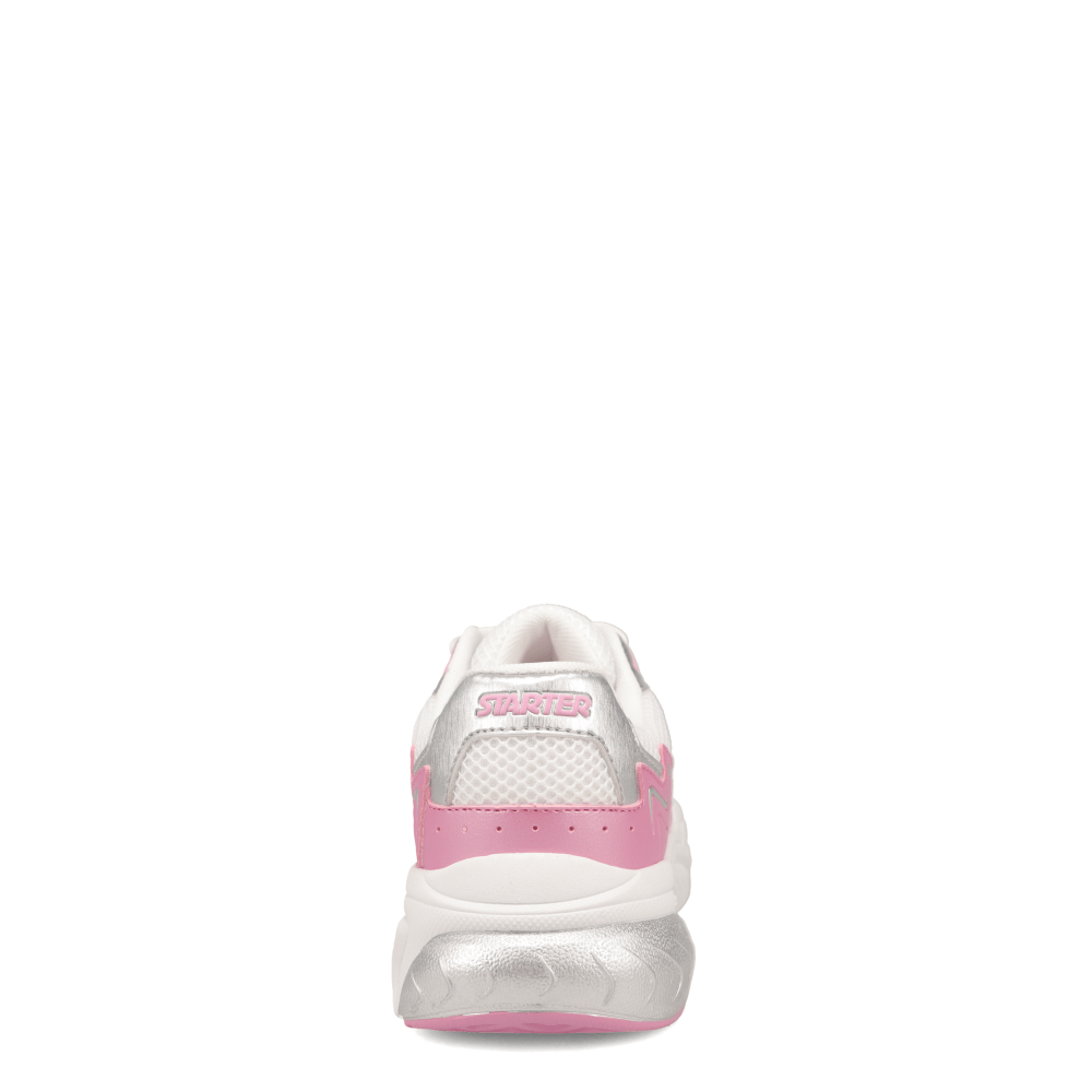 White/Pink/Silver-Starter Womens Star Light Synthetic Leather and Mesh Sneaker