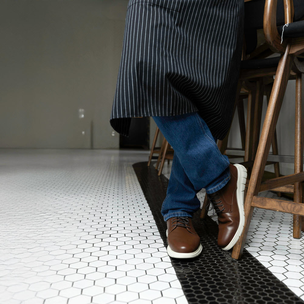 Dark Tan-Dockers Mens Trine Slip Resistant Work Casual Oxford Shoe