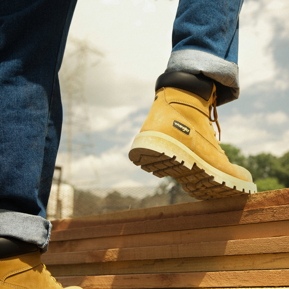 Wheat-WRANGLER Mens Angus Lace-up Work Boot
