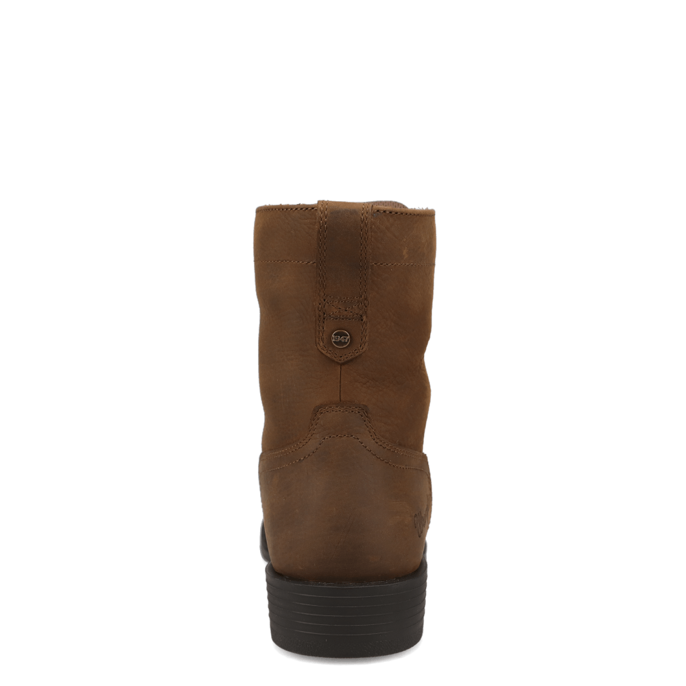 Dark Brown-WRANGLER Mens Fargo Leather Lace-up Roper Western Work Boot