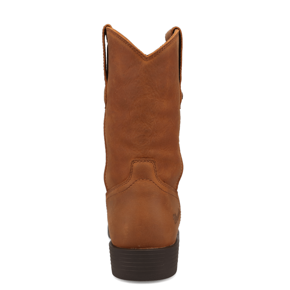 Saddle Tan-WRANGLER Mens Flint Leather Roper Western Work Boot
