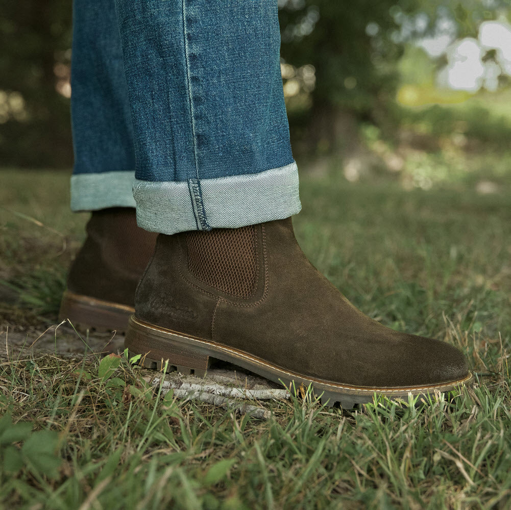 Dark Brown-WRANGLER Mens Jaxon Leather Chelsea Boot