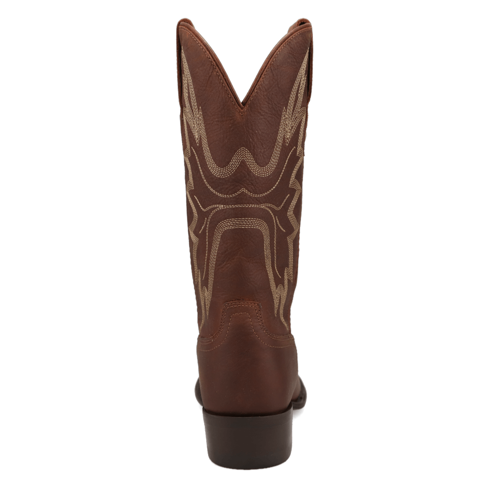 Bridle Brown-WRANGLER Mens Kearney Round-Toe Leather Western Cowboy Boot
