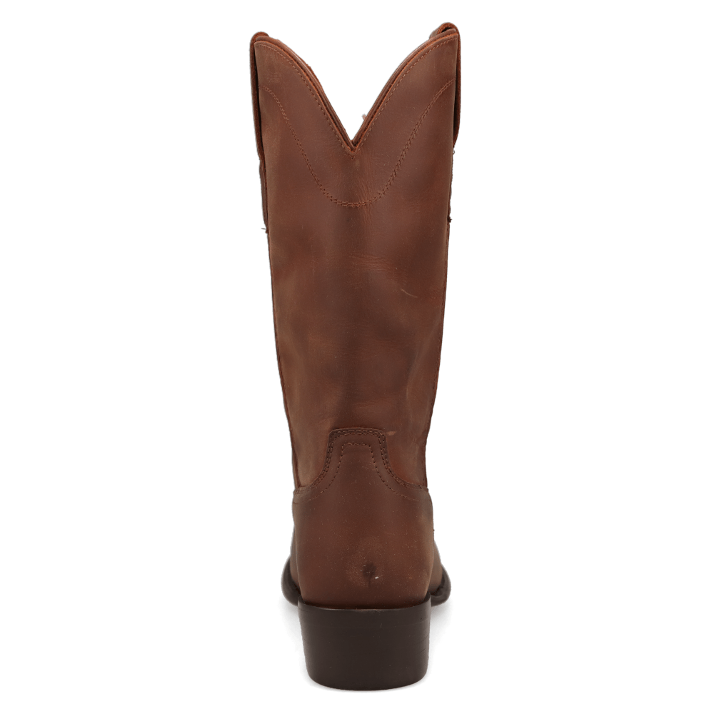 Bridle Brown-WRANGLER Mens Keenan Round-Toe Leather Western Cowboy Boot