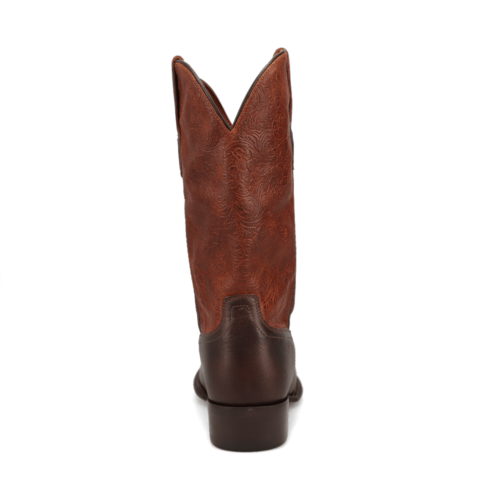 Brandy-WRANGLER Mens Keenan Round-Toe Leather Western Cowboy Boot