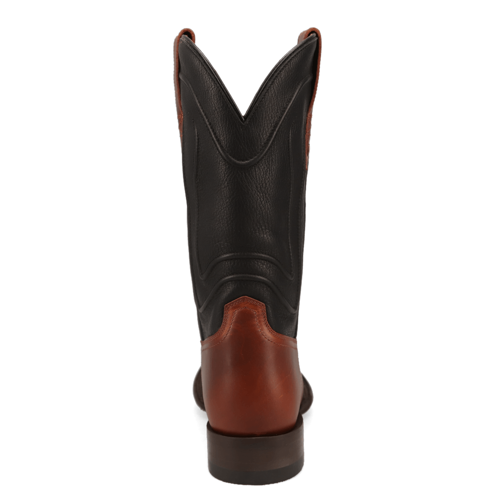 Tan-WRANGLER Mens Macon Two-Tone Broad Square-Toe Western Cowboy Boot