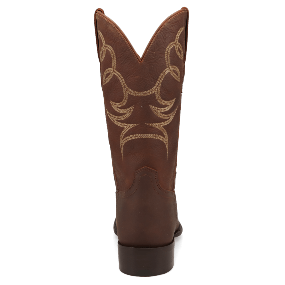 Bridle Brown-WRANGLER Mens Memphis Broad Square-Toe Leather Western Cowboy Boot