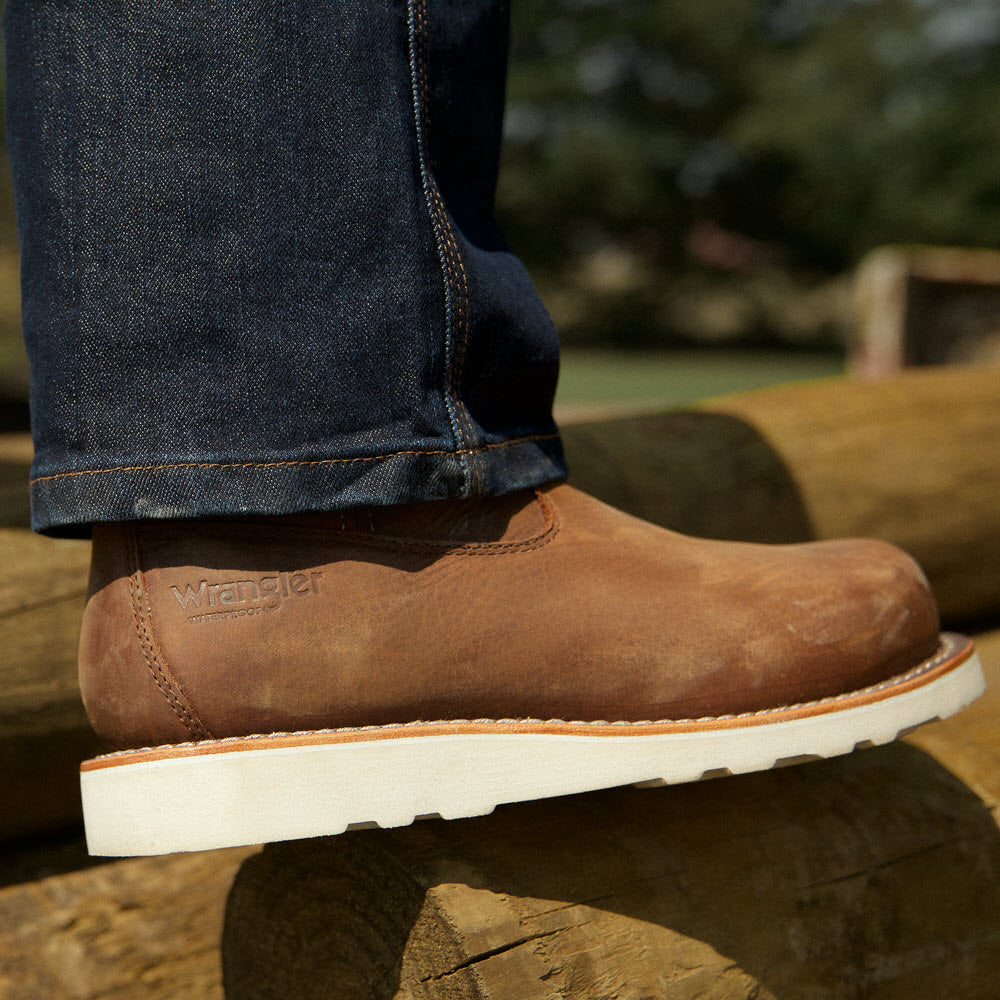 Saddle Tan-WRANGLER Mens Tex Steel Toe Waterproof Wedge Work Boot