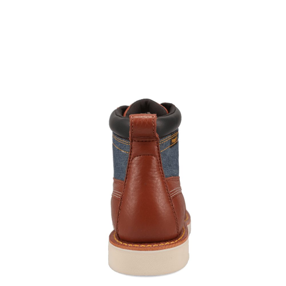 Peanut/Denim-WRANGLER Mens Trigger Denim Steel-Toe Wedge Work Boot