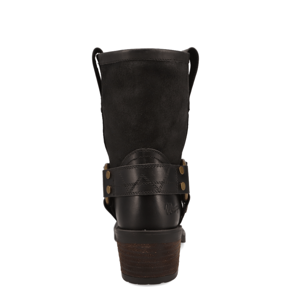 Black-WRANGLER Womens Bessie Leather Harness Western Cowboy Boot