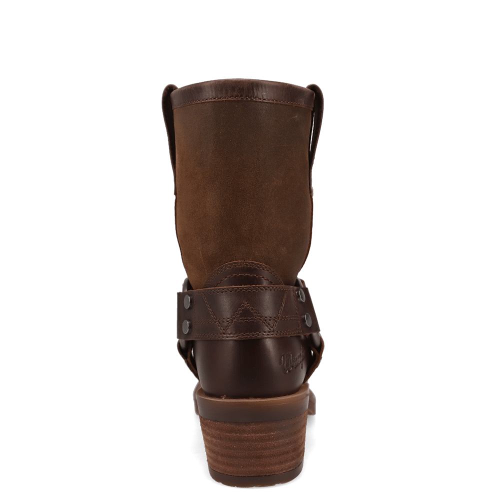 Chestnut-WRANGLER Womens Bessie Leather Harness Western Cowboy Boot