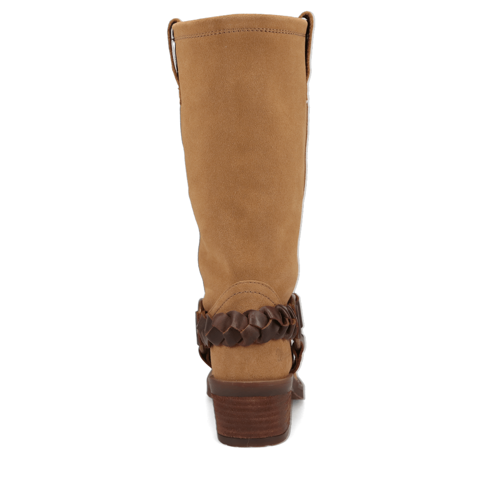 Tobacco-WRANGLER Womens Blythe Suede Harness Western Cowboy Boot