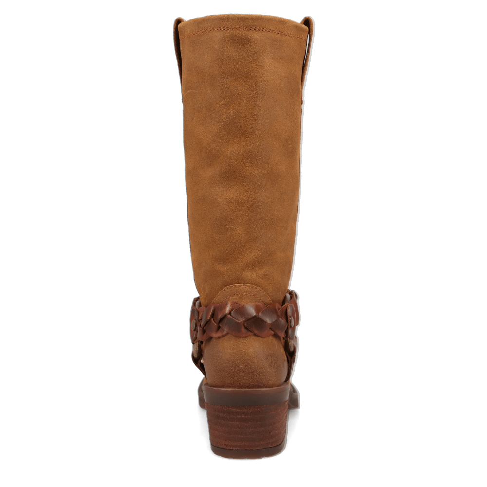 Buckskin-WRANGLER Womens Blythe Suede Harness Western Cowboy Boot