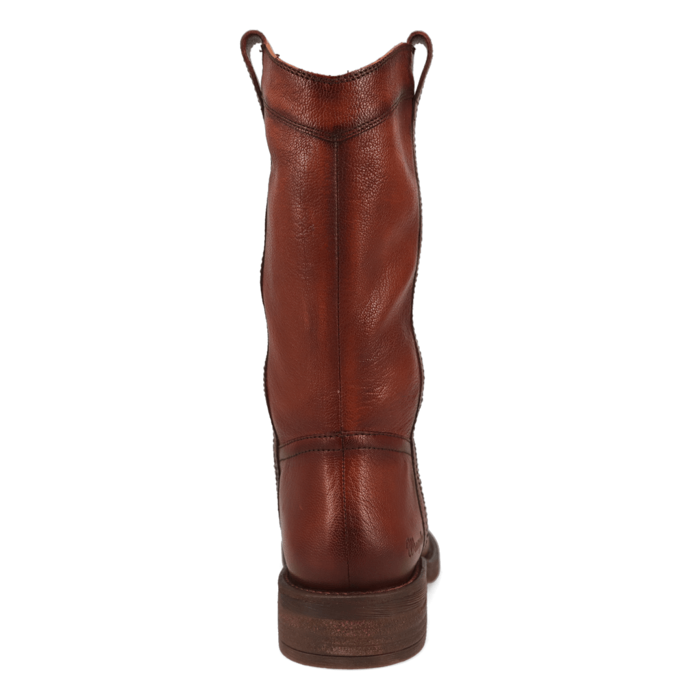 Burnished Saddle-WRANGLER Womens Delilah Leather Round-Toe Western Cowboy Boot