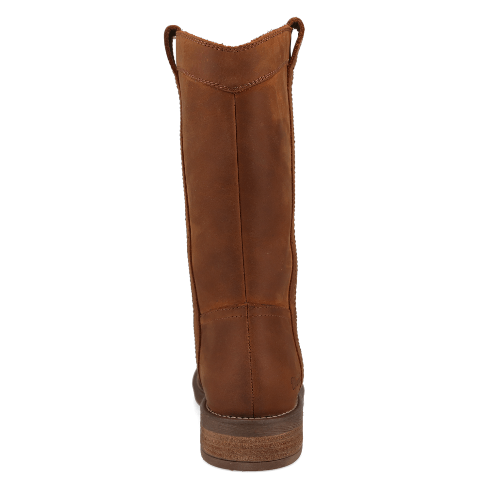 Bridle Brown-WRANGLER Womens Delilah Leather Round-Toe Western Cowboy Boot