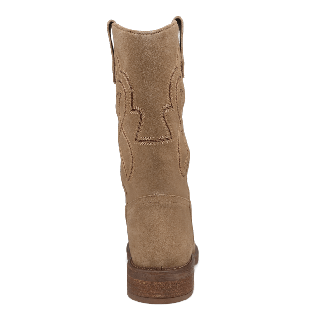 Sandstone-WRANGLER Womens Della Suede Round-Toe Western Cowboy Boot