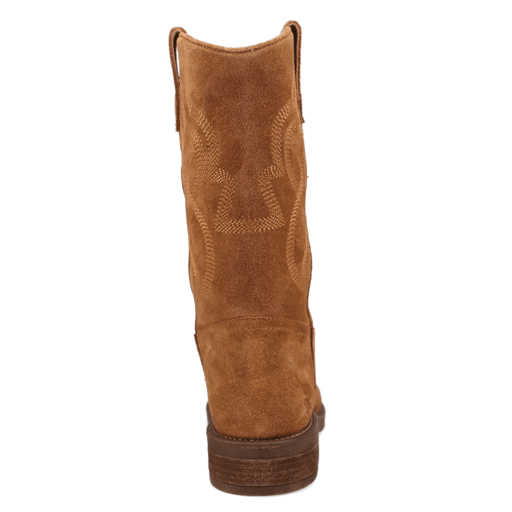 Buckskin-WRANGLER Womens Della Suede Round-Toe Western Cowboy Boot