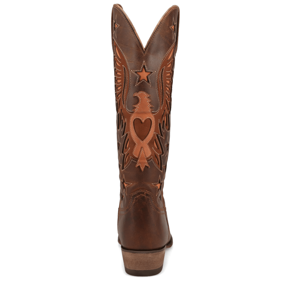 Saddle Tan/Rose-WRANGLER Womens Mandy Leather Eagle Snip-Toe Western Cowboy Boot
