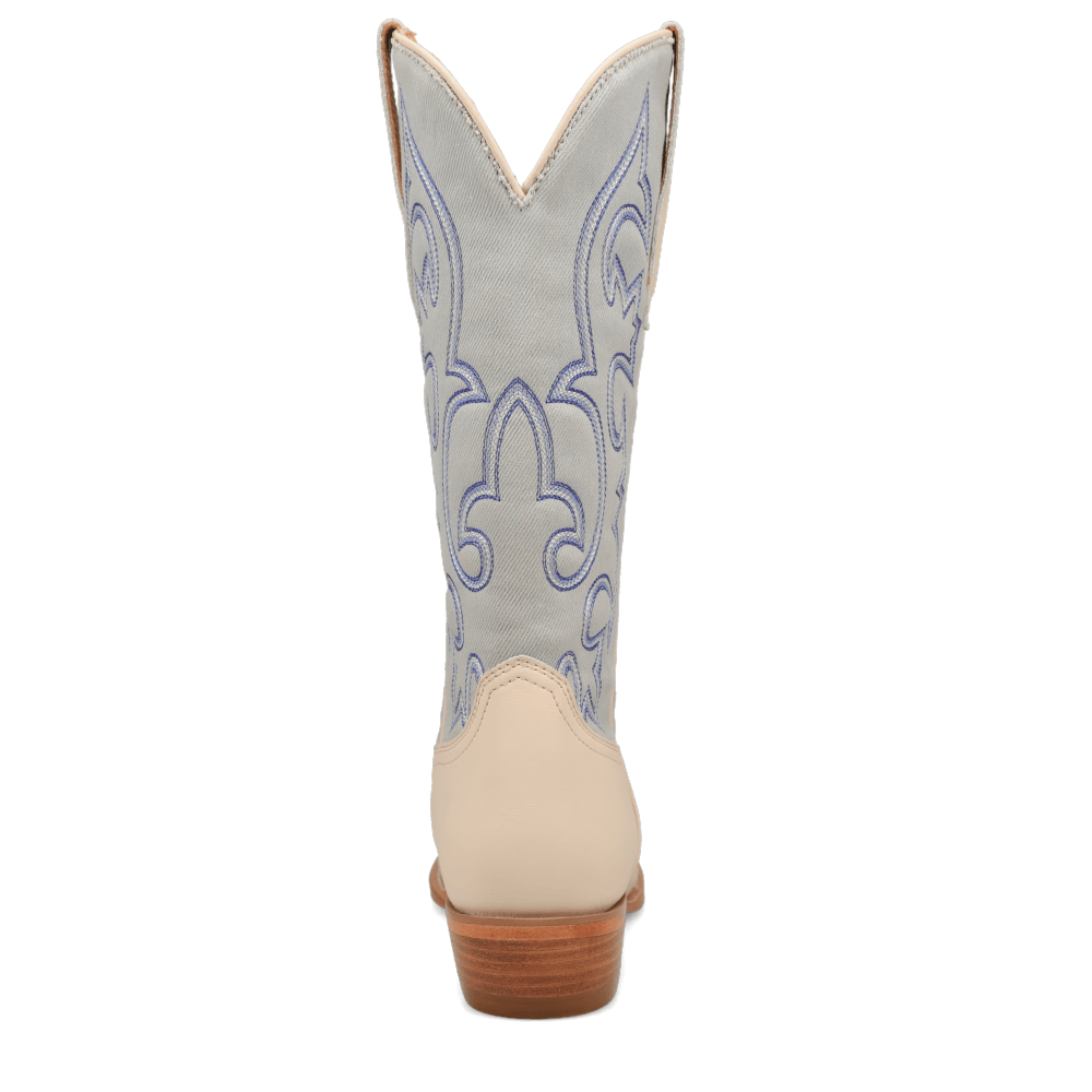 Light Wash Denim/Ivory-WRANGLER Womens Mavis Denim Snip-Toe Western Cowboy Boot