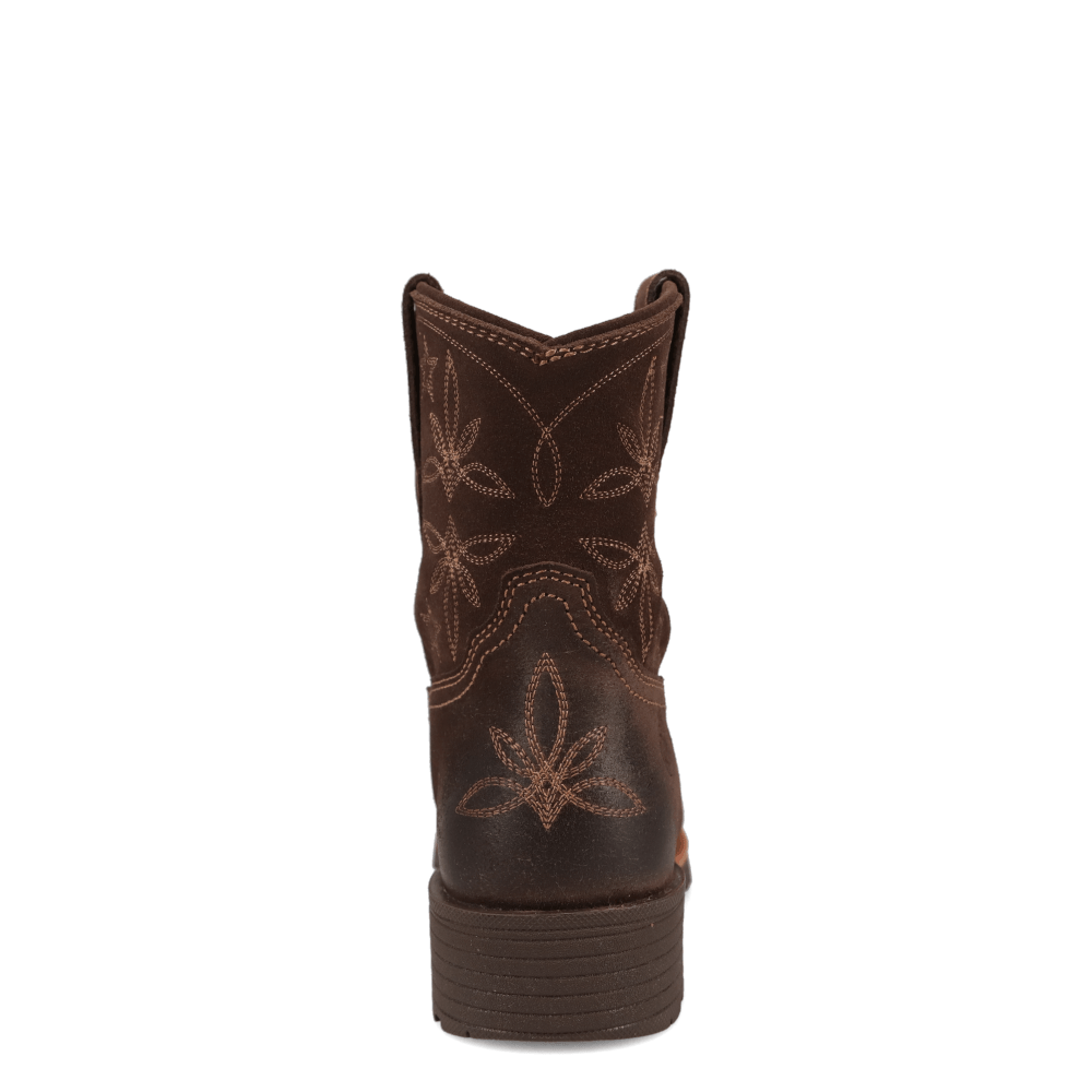Chestnut-WRANGLER Womens Sallie Leather Square-Toe Western Cowboy Boot